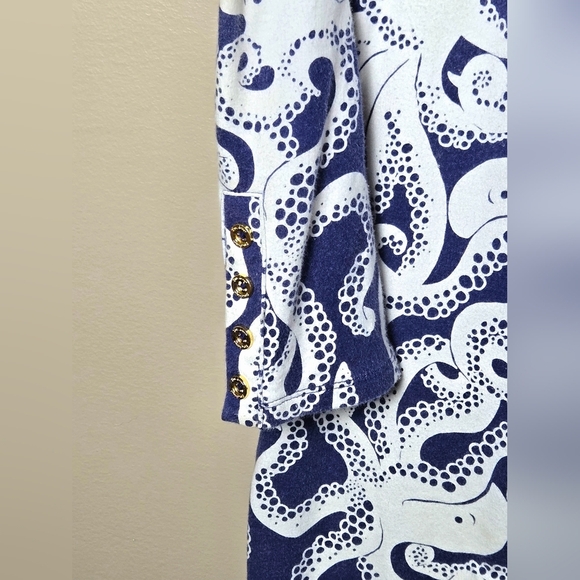 Lilly Pulitzer Daylin Octopus Preppy Coastal Chic Long Sleeve Dress, Small - Picture 4 of 6